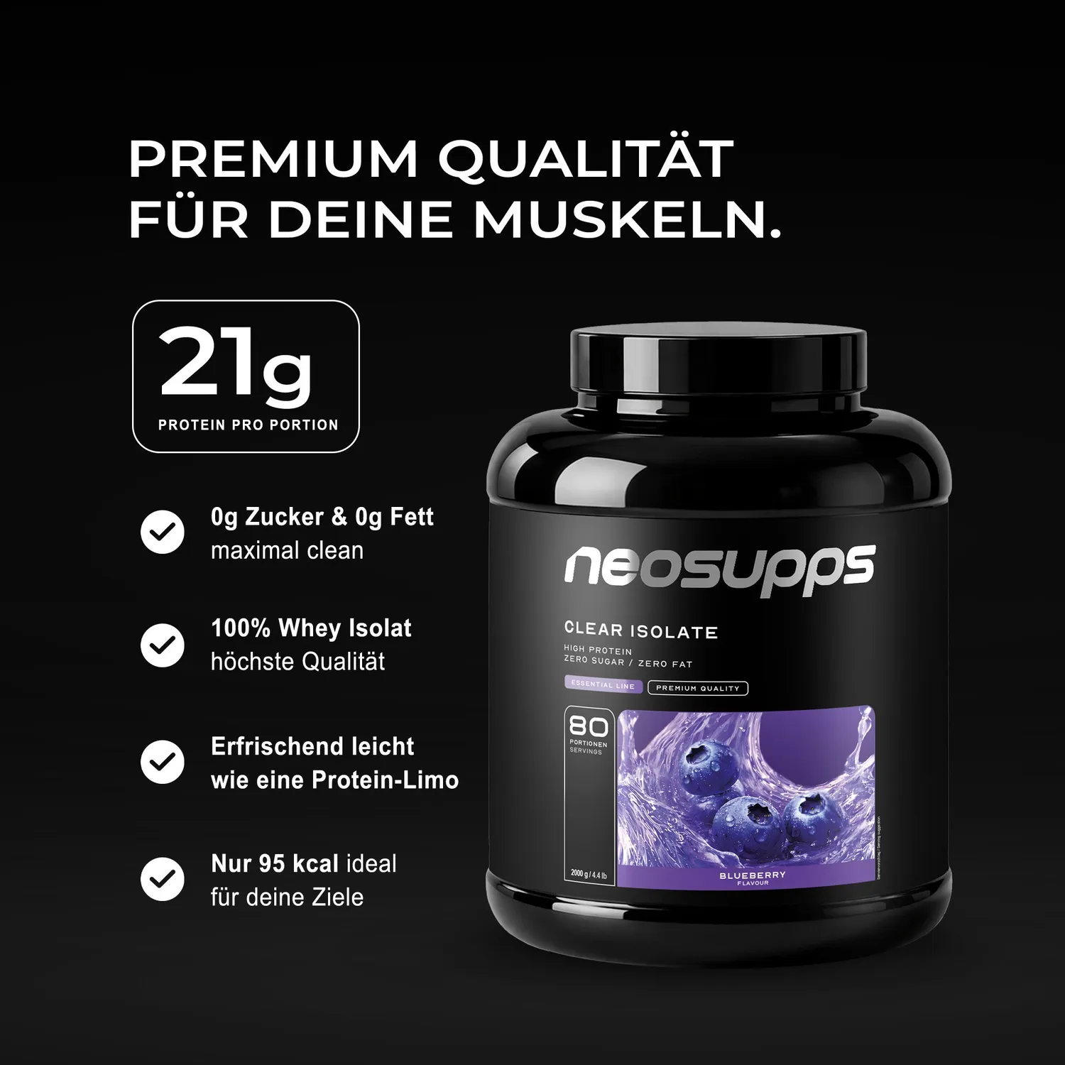 Neosupps Clear Isolate Blueberry 2000g Vorratspack