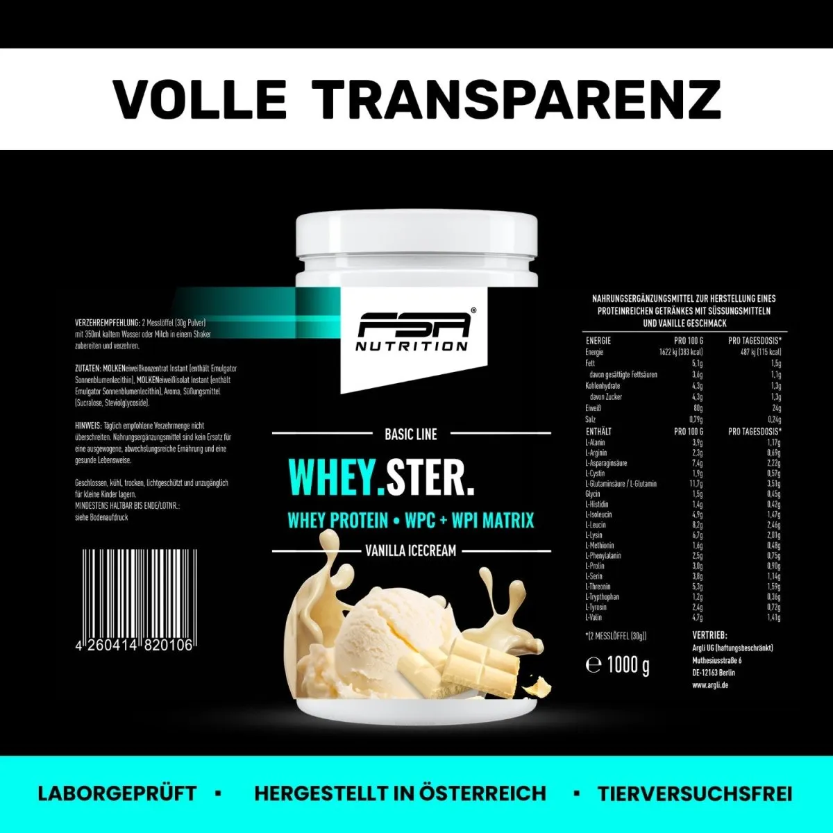 FSA Nutrition WHEY.STER Whey Protein Vanilla Icecream