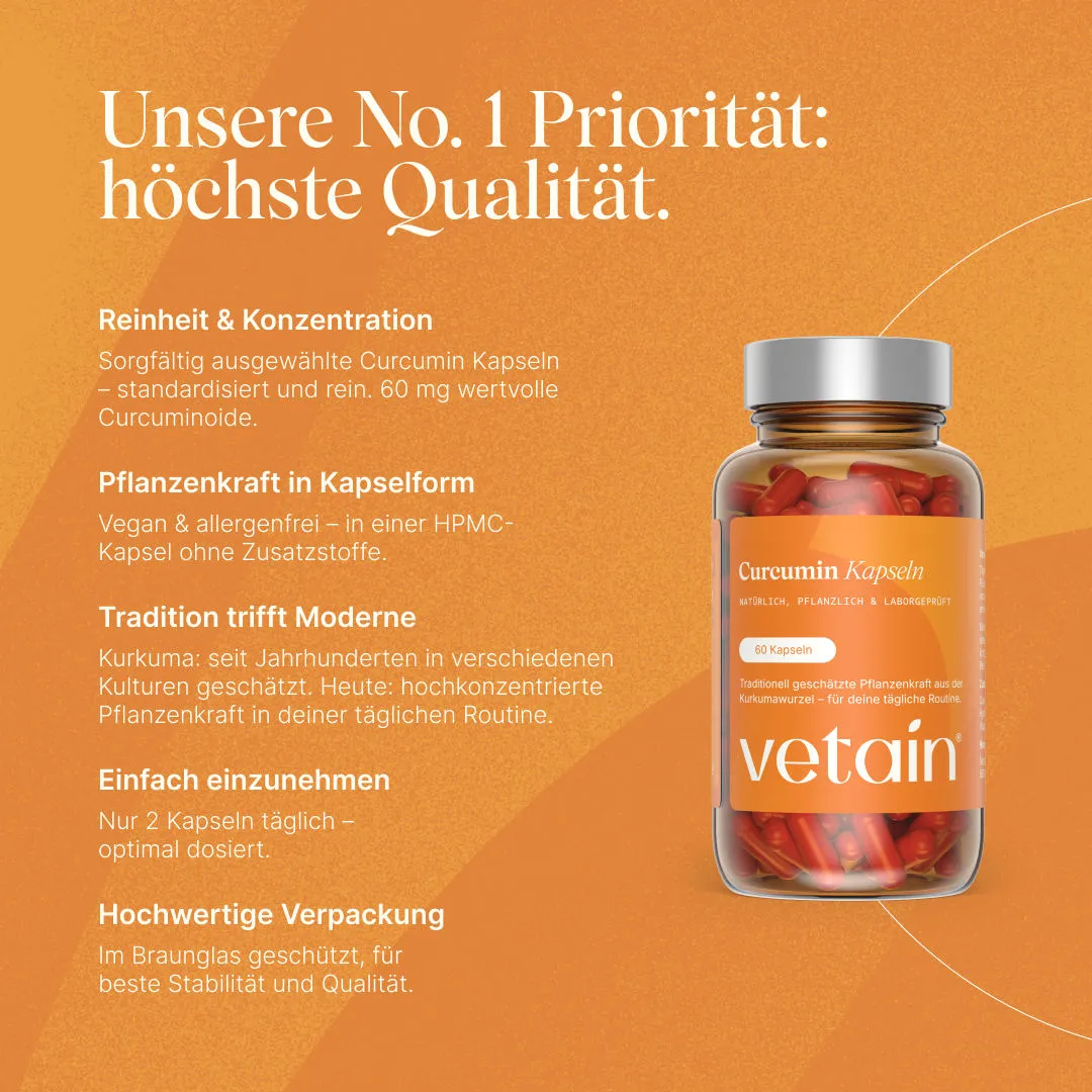 Vetain Curcuma Curcumin Kapseln 60 Stück hochdosiert
