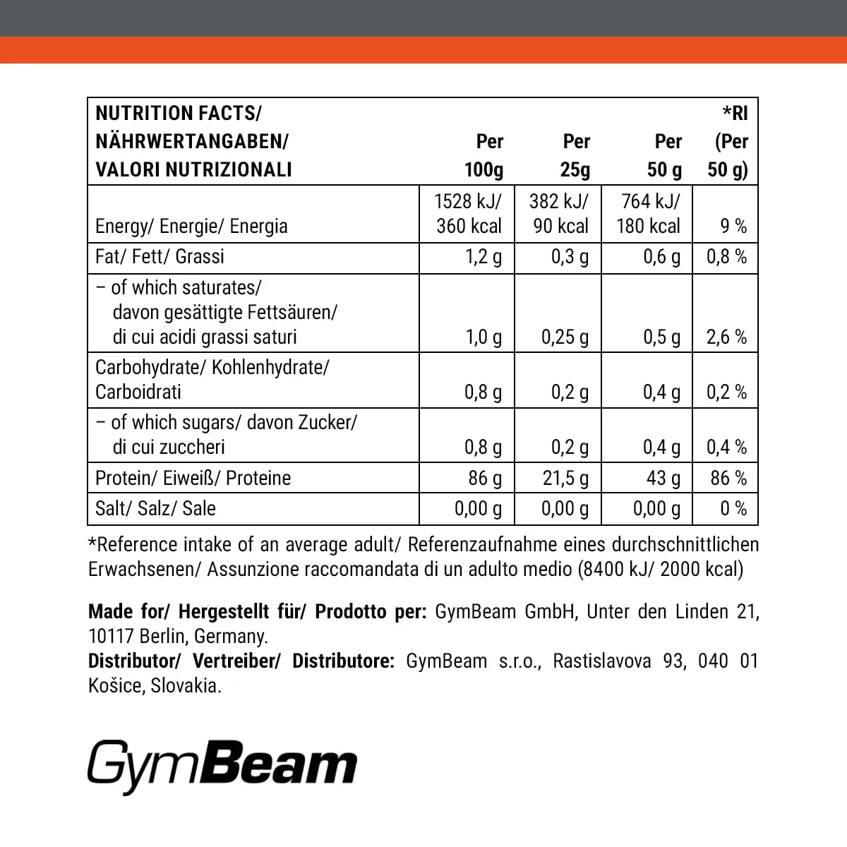 GymBeam Pure IsoWhey Isolat neutral 1000g zuckerarm