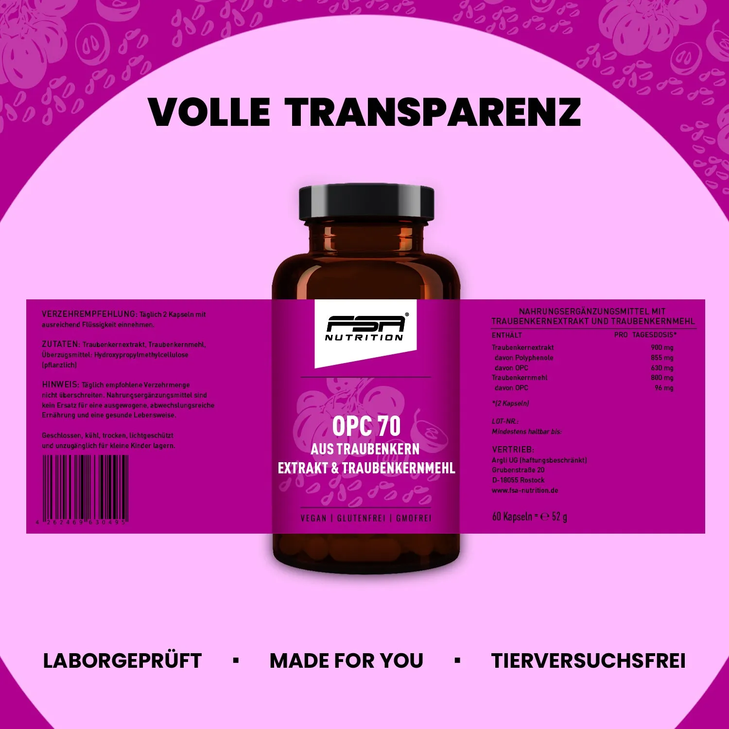FSA Nutrition OPC70 Traubenkern Extrakt Kapseln