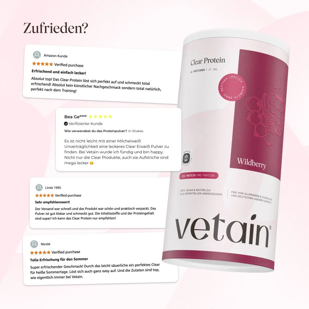 Vetain Clear Protein Wildberry 480 g fruchtig