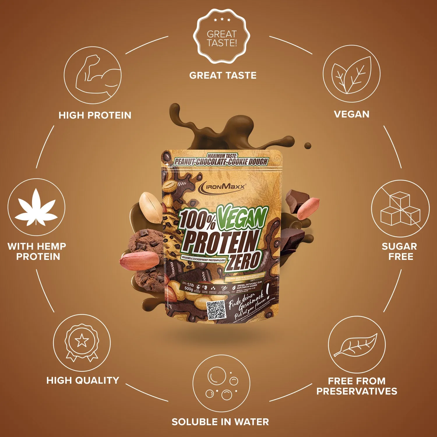 IronMaxx Vegan Protein Zero 500 g Peanut Cookie