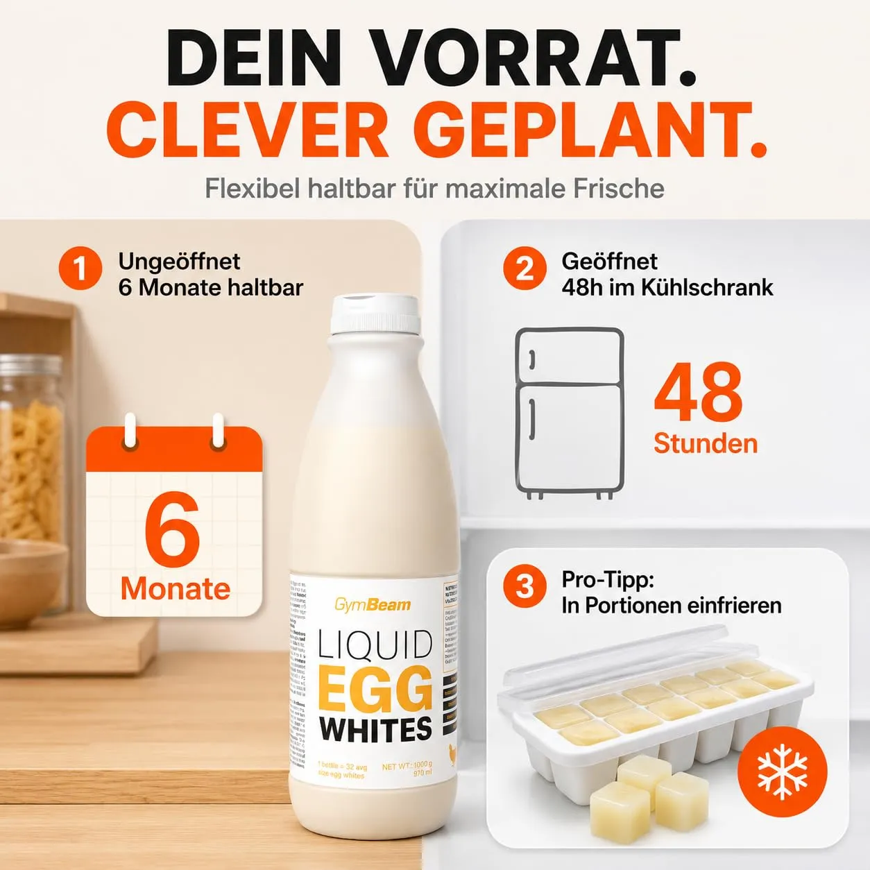GymBeam Flüssiges Eiklar 1000g 6er Pack Neutral