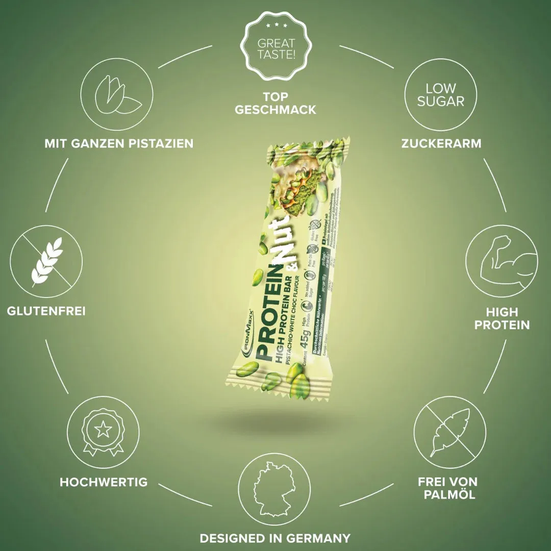 IronMaxx Protein & Nut Riegel 12x45 g Pistachio White Choc