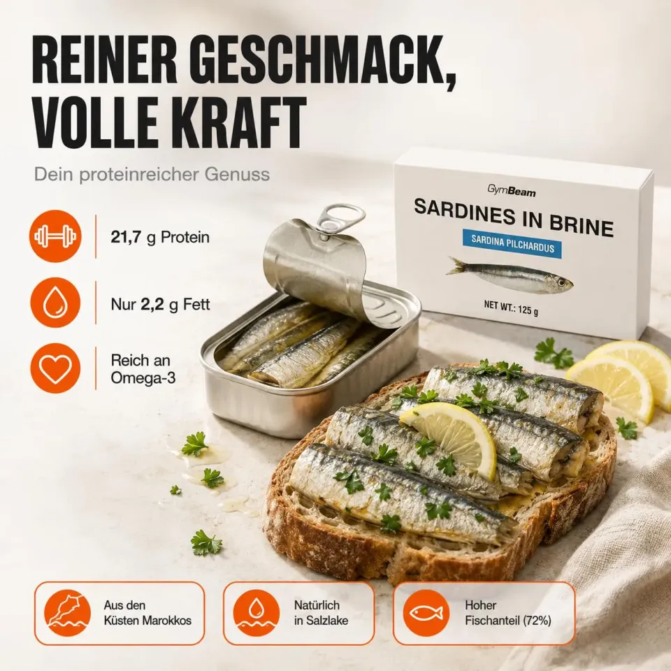 GymBeam Sardinen in Salzlake 125 g 10er Pack proteinreich