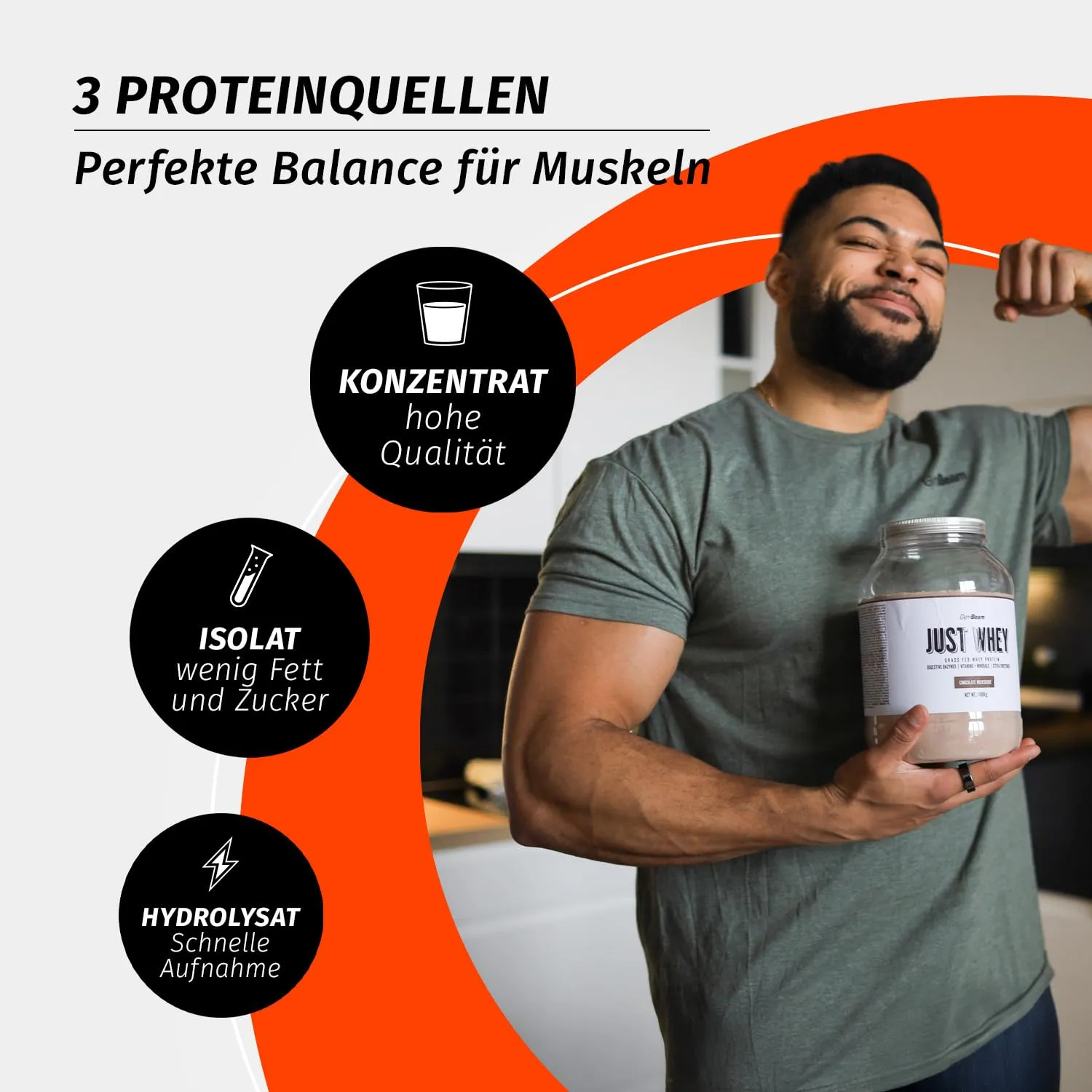GymBeam Just Whey Proteinpulver Vanille 1000 g mit DigeZyme