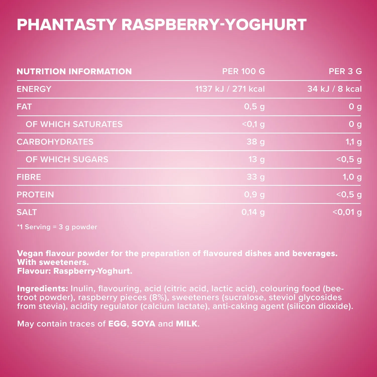 IronMaxx Phantasty Geschmackspulver Raspberry Yogurt 250g vegan