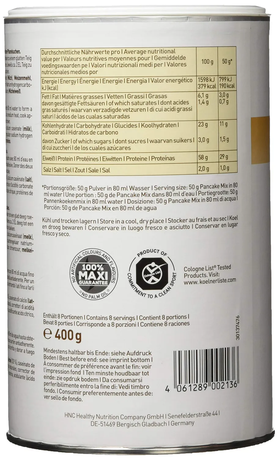 MaxiNutrition Protein Pancakes Backmischung 400g fast ungesüßt