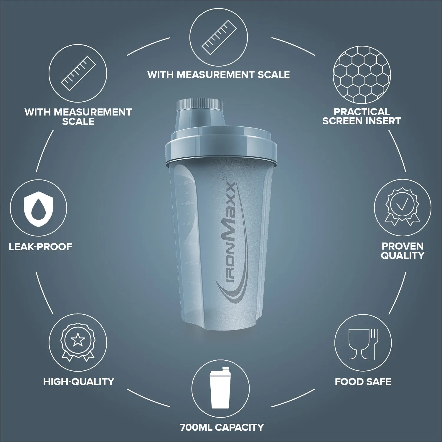 IronMaxx Shaker 700ml Kyanaite Blue BPA-frei