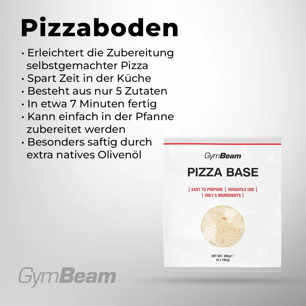 GymBeam Pizzateig Pizzaboden 280 g vegan Ø 26 cm