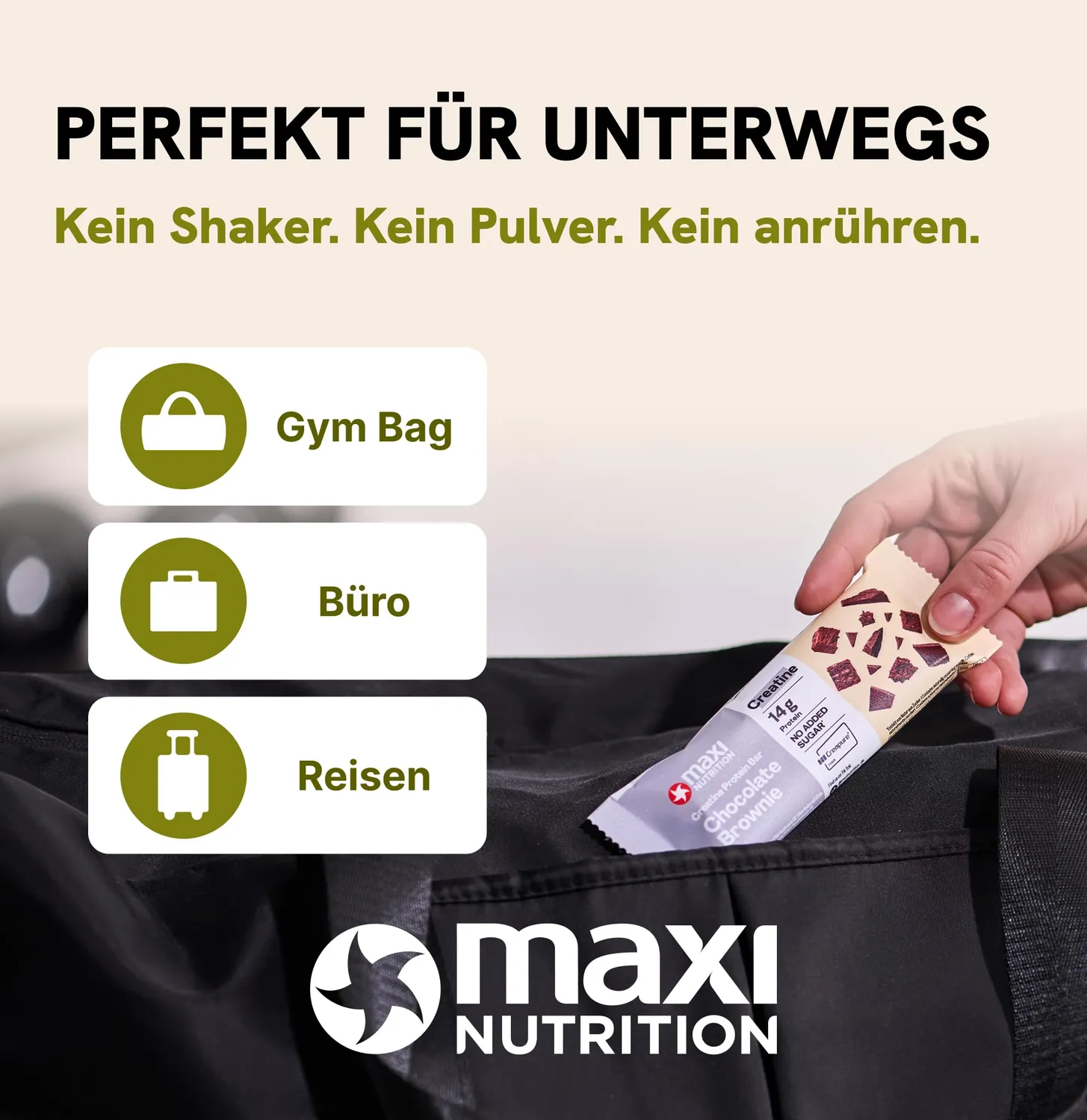 MaxiNutrition Kreatin Bar Riegel Schoko Pistachio 16x40g 3,5g Kreatin