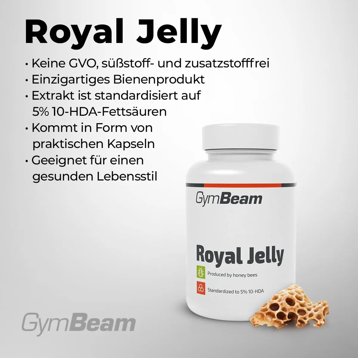 GymBeam Royal Jelly Kapseln 5% 10-HDA 60 Kapseln
