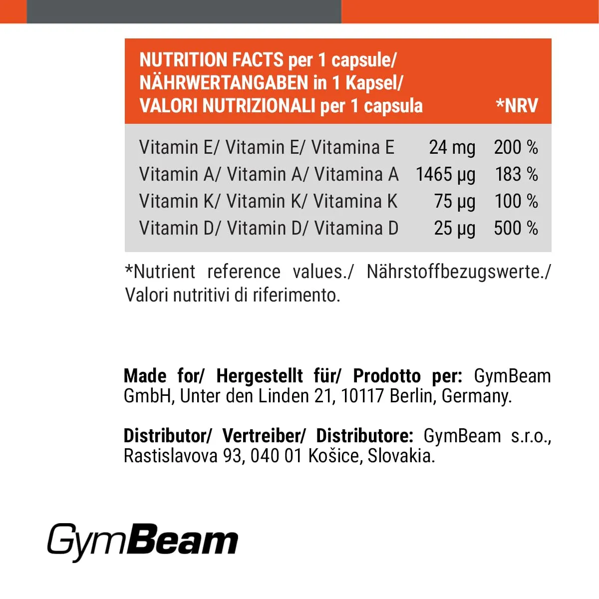 GymBeam Vitamin ADEK Kapseln 90 Stück fettlöslich