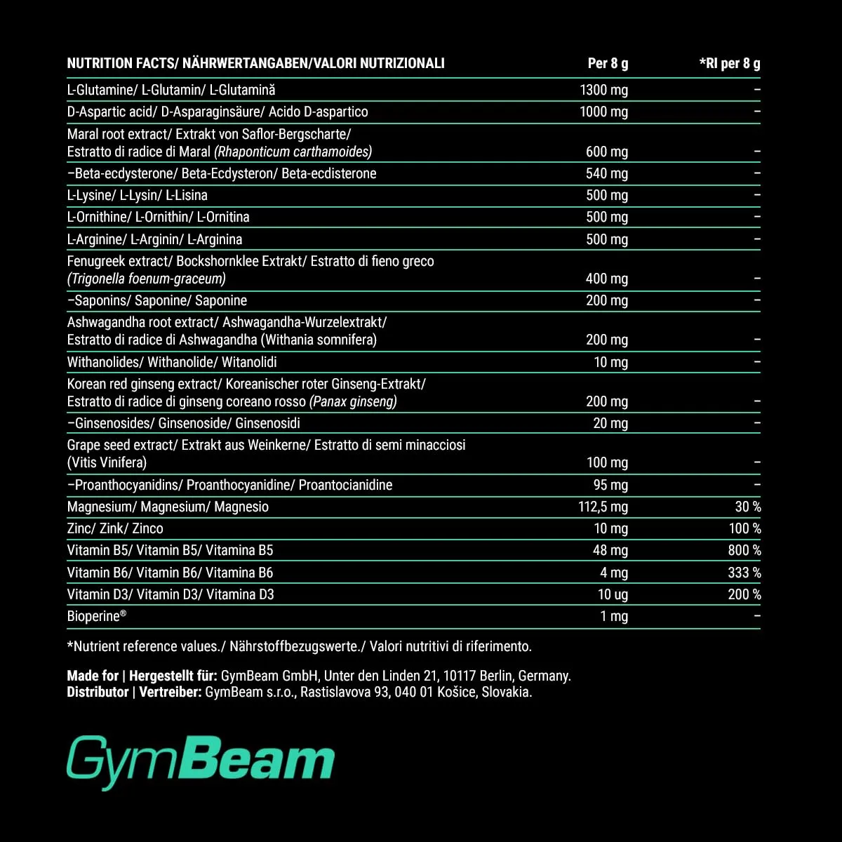 GymBeam AlphaMale Drink Pre Workout 400 g Grüner Apfel