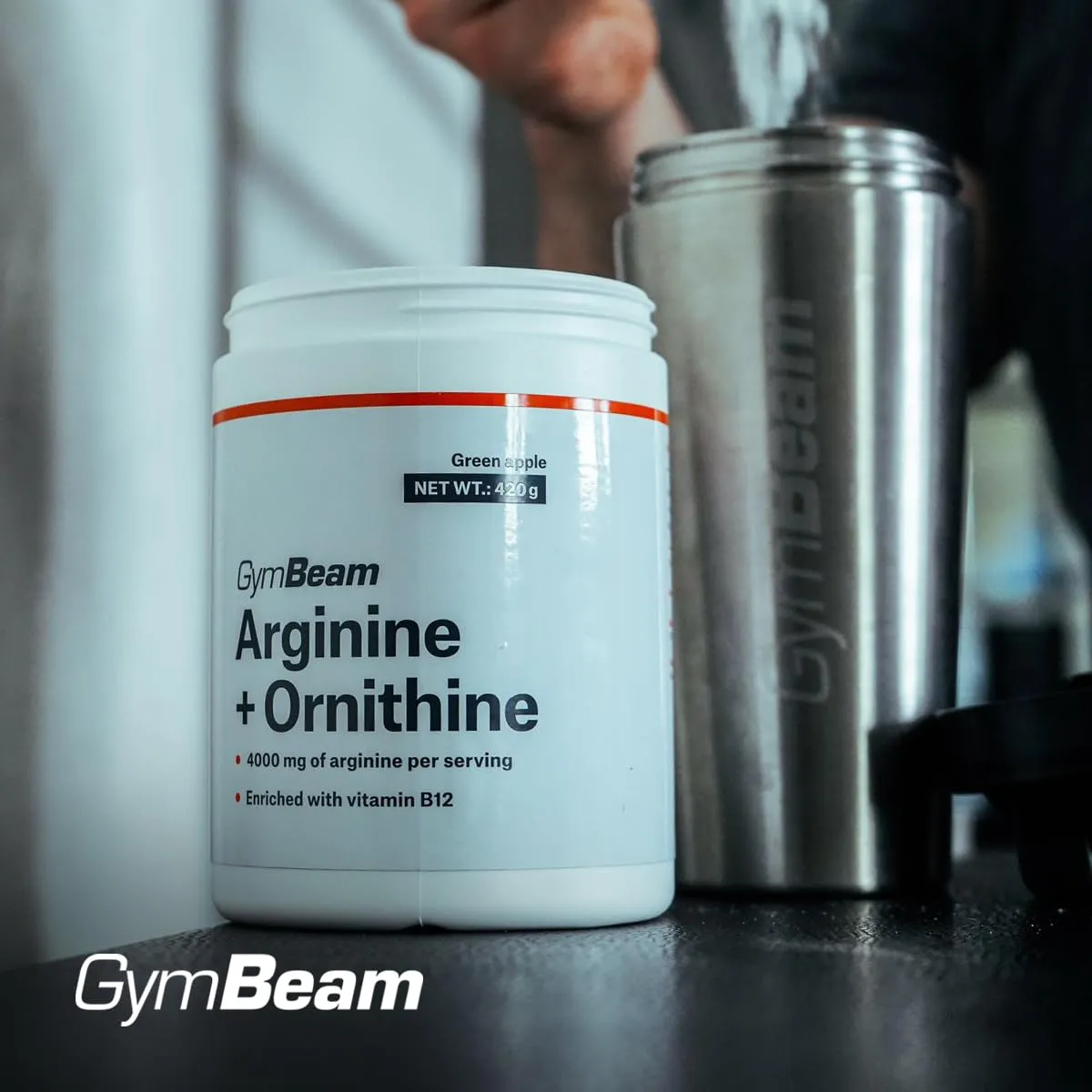 GymBeam L-Arginin + Ornithin 420 g Grüner Apfel