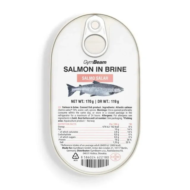 GymBeam Lachs in Salzlake atlantisch 170 g proteinreich