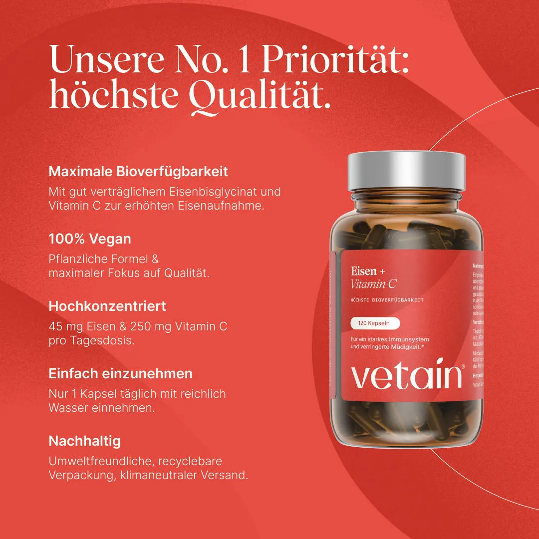 Vetain Eisen + Vitamin C Kapseln 120 Stück Bisglycinat
