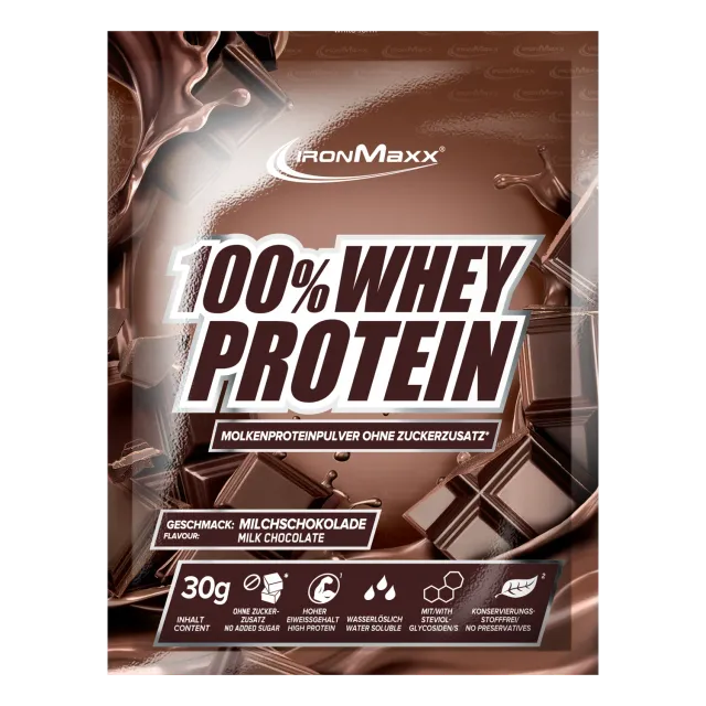 IronMaxx 100% Whey Protein Milchschokolade 30g Probe zuckerfrei