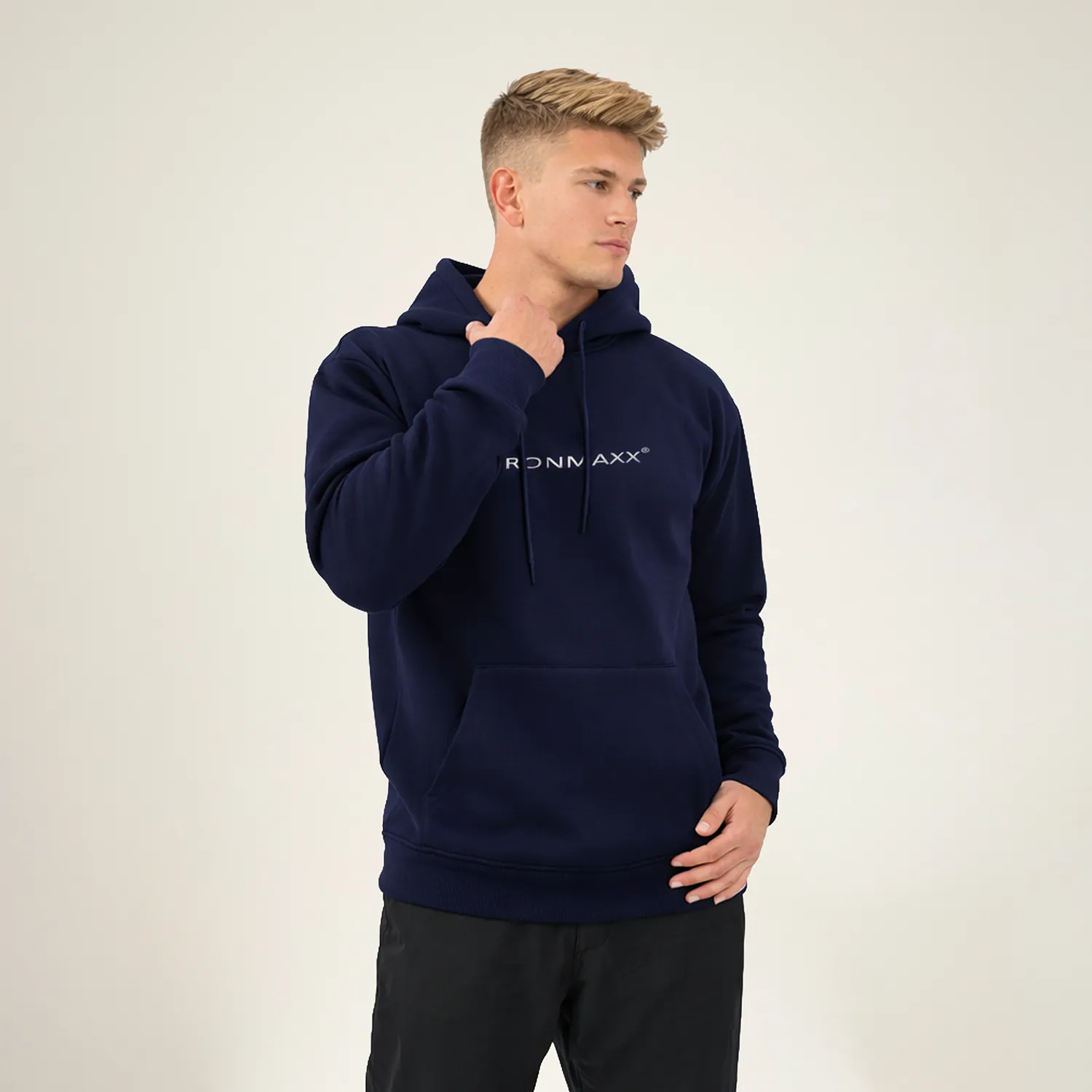 IronMaxx Hoodie Unisex Dunkelblau XL Oversized Baumwolle