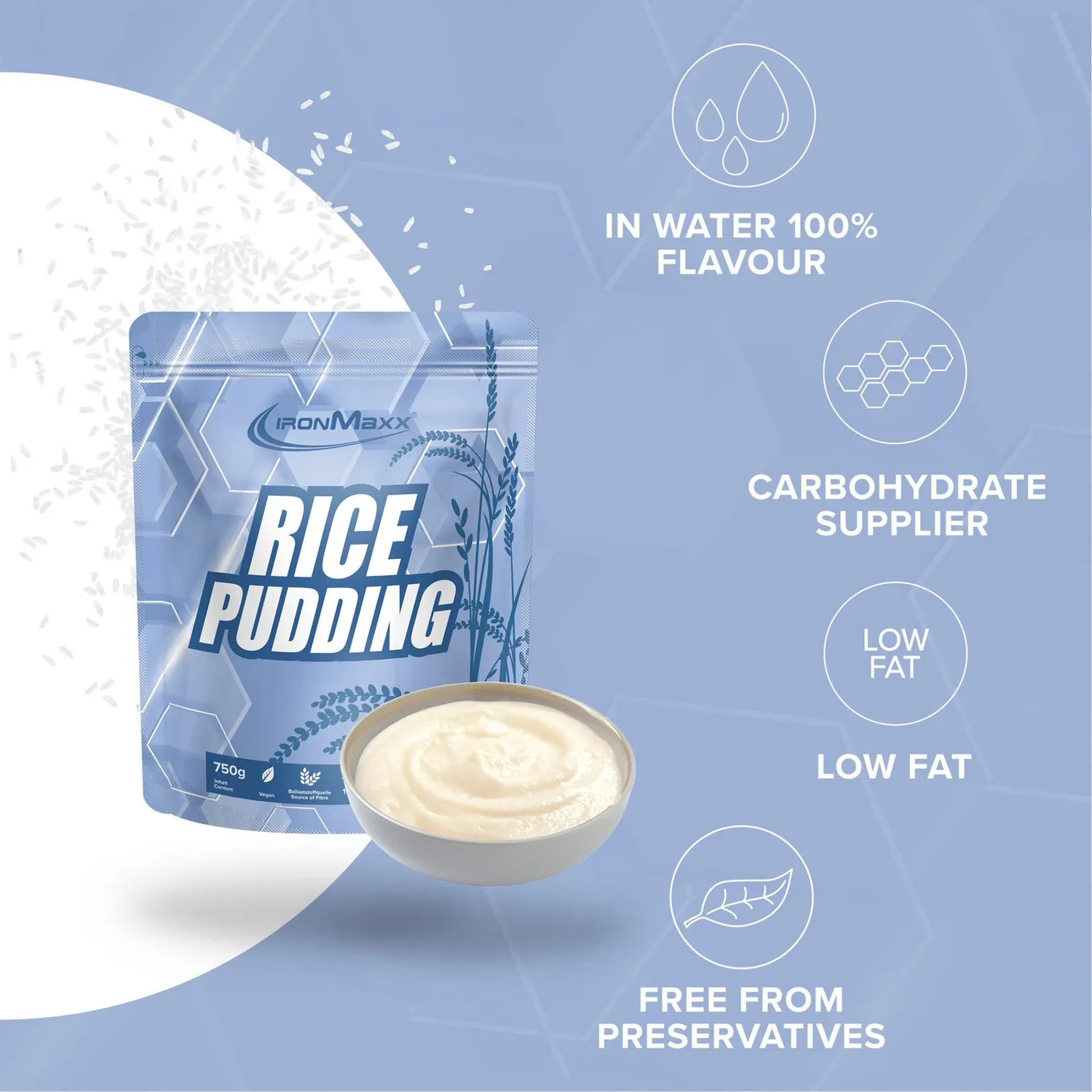 IronMaxx Rice Pudding Reispudding Neutral 750g vegan