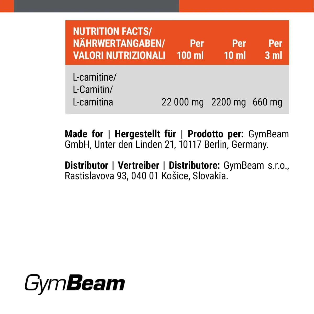GymBeam L-Carnitin Liquid Forest Fruit 1000ml
