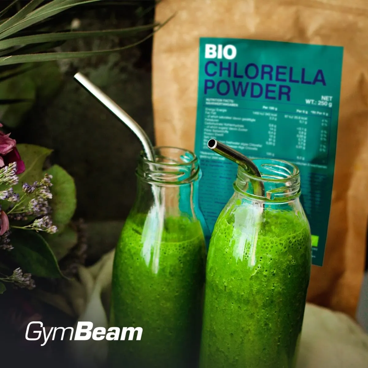 GymBeam Chlorella Pulver 250 g Bio vegan eisenreich
