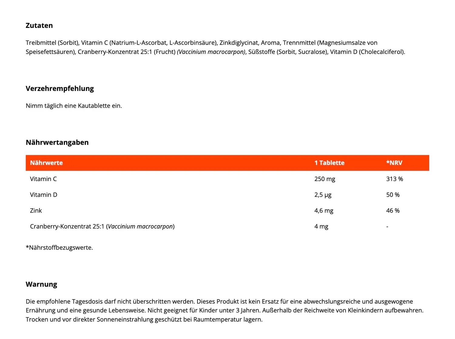 GymBeam Vitamin C Kinder Kautabletten 120 Stück Immun