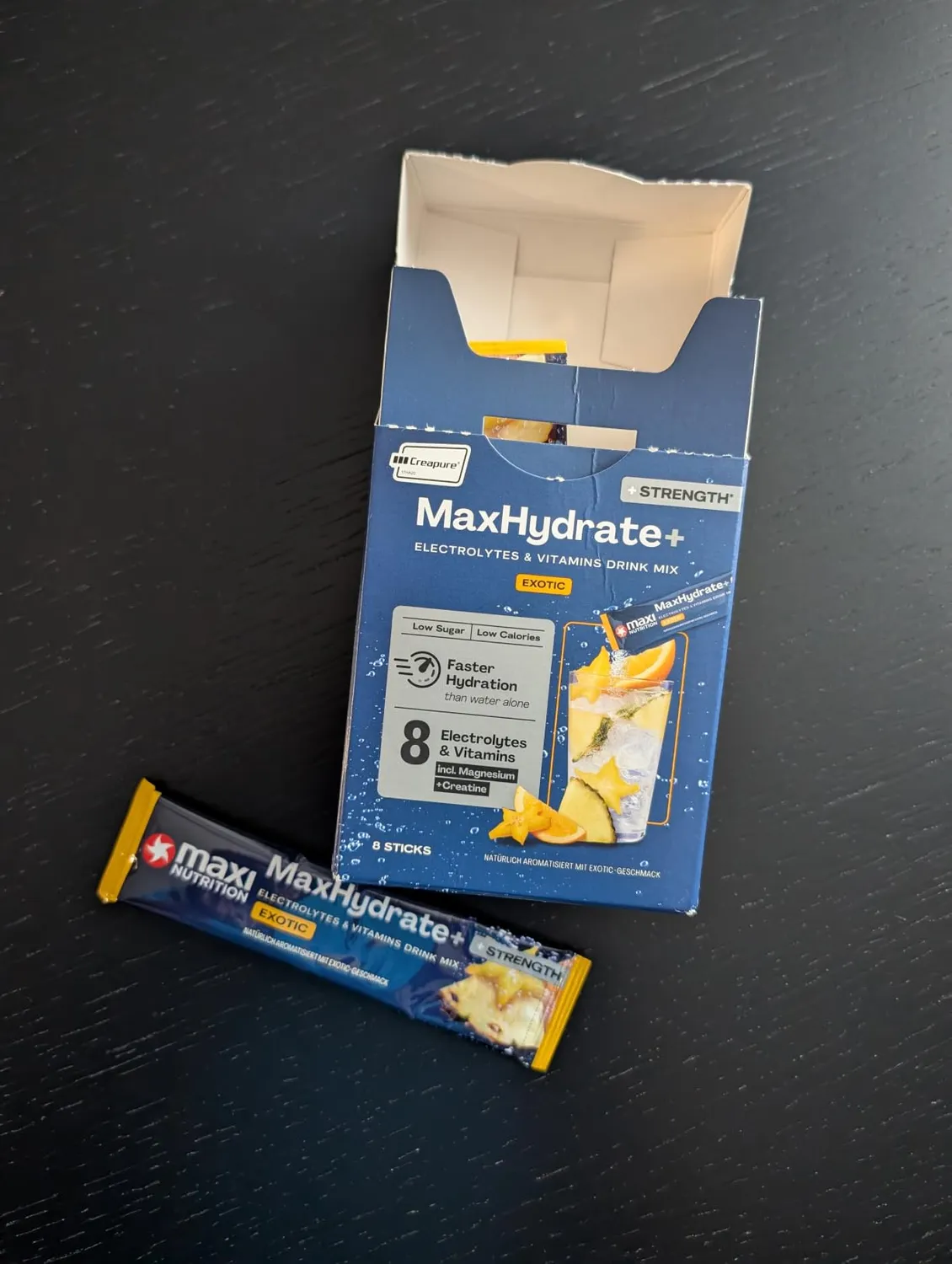 MaxiNutrition MaxHydrate+ Strength Elektrolytpulver Exotic 8 Sticks Kreatin