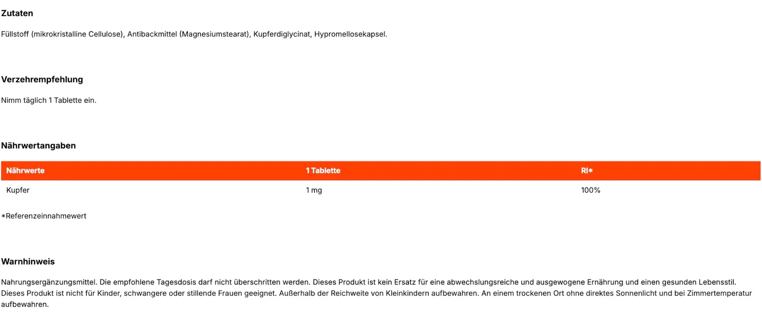 GymBeam Kupfer Kapseln 120 Stück vegan 1 mg