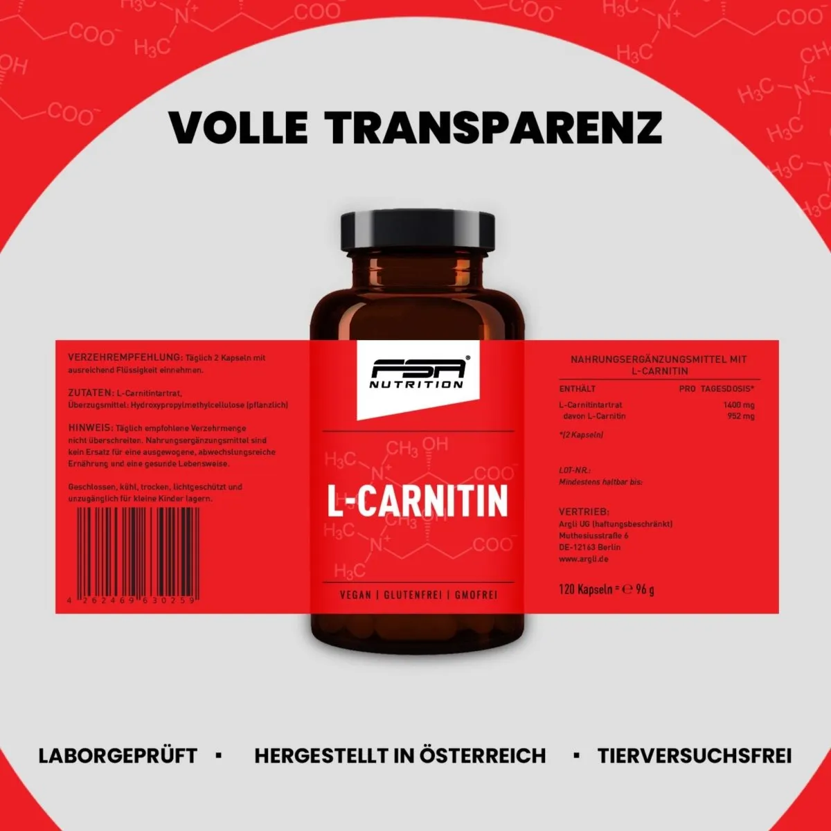 FSA Nutrition L-Carnitin Kapseln hochdosiert 1400 mg