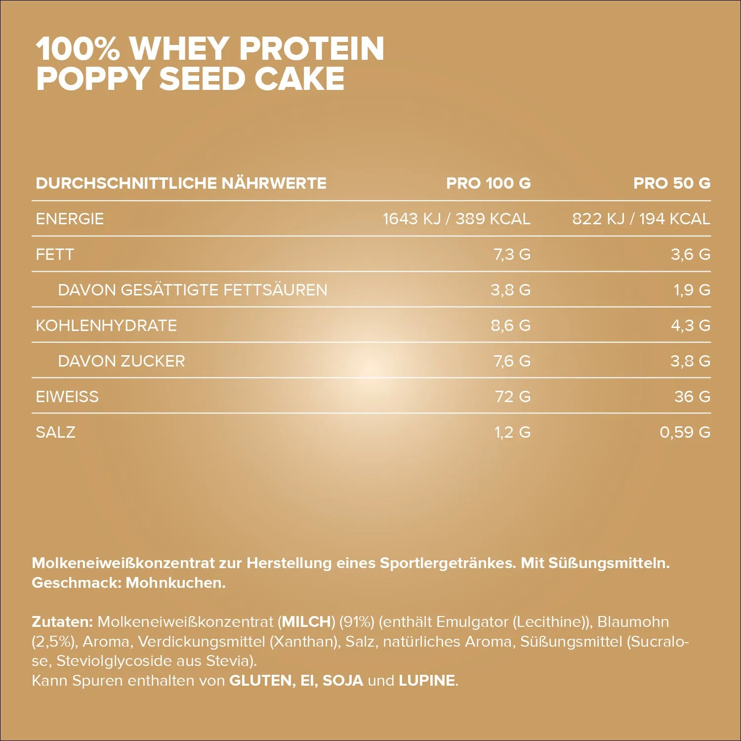 IronMaxx 100% Whey Proteinpulver 500g Mohn-Cheesecake zuckerfrei