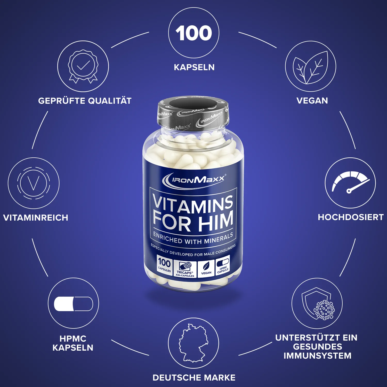 IronMaxx Vitamins for Him Multivitamin 100 Kapseln für Männer