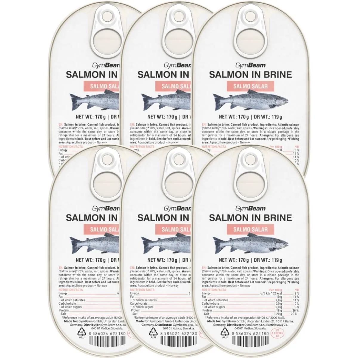 GymBeam Lachs in Salzlake atlantisch 170 g proteinreich