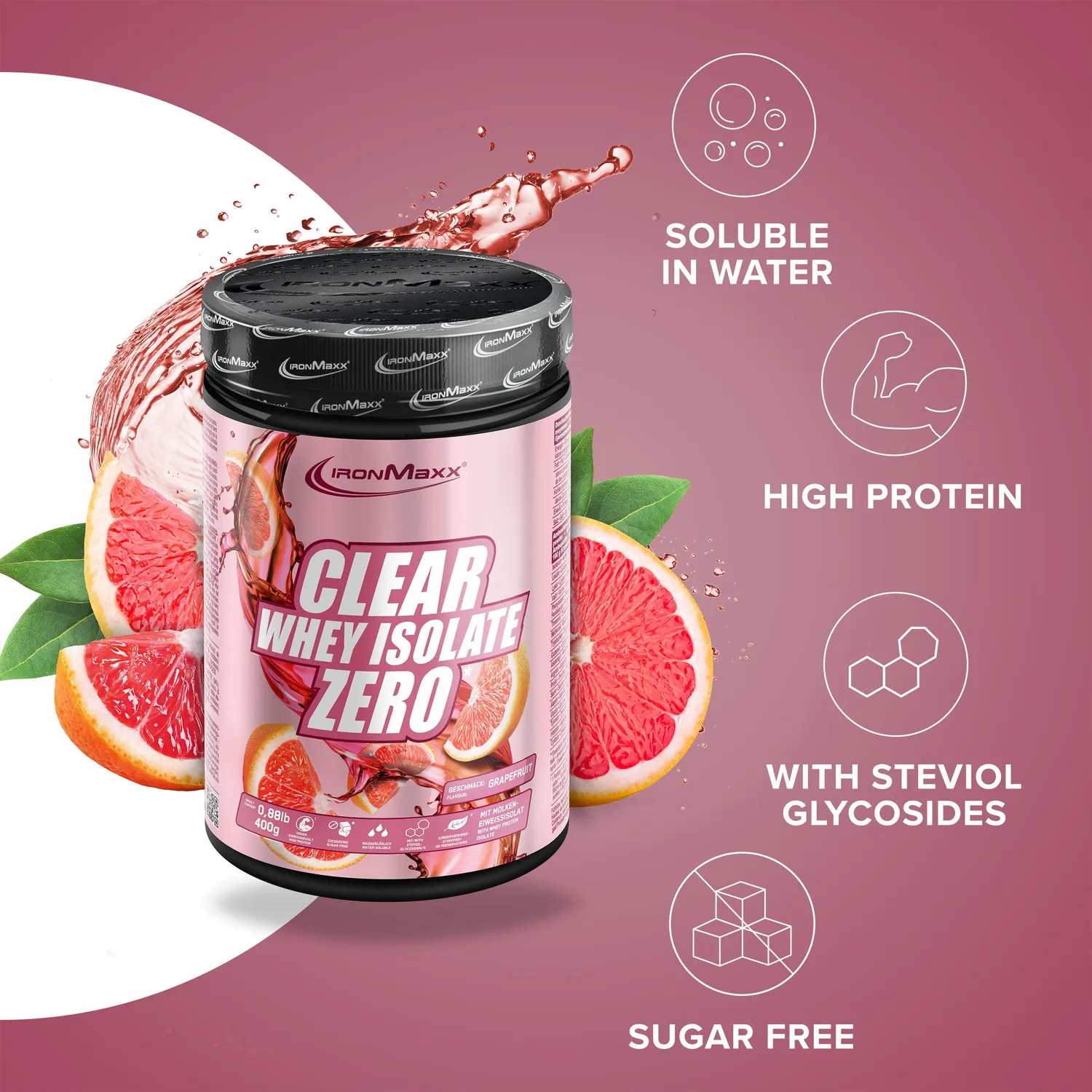IronMaxx Clear Whey Isolate ZERO Grapefruit 400 g