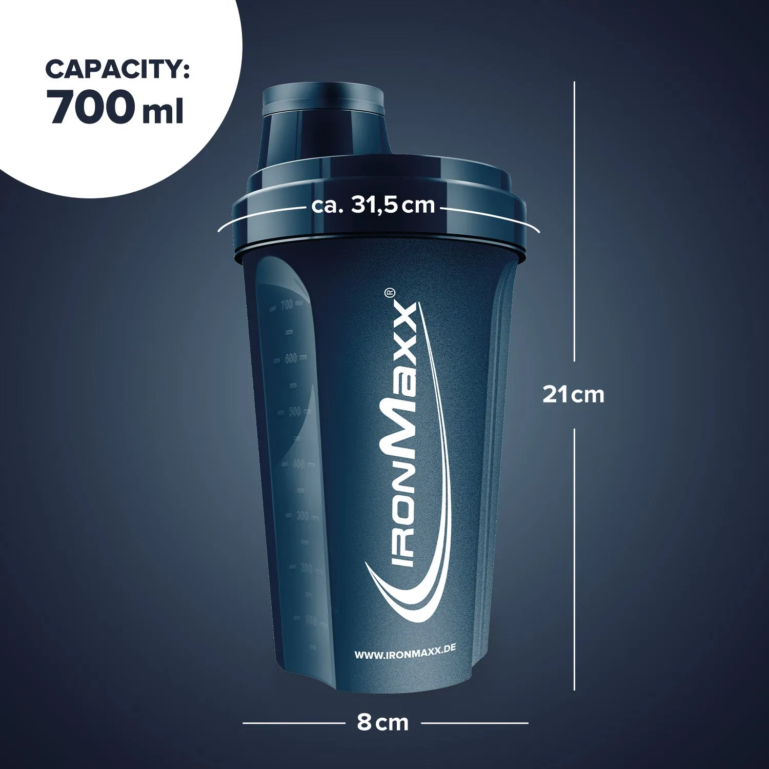 IronMaxx Shaker 700ml Mistle Blue mit Sieb