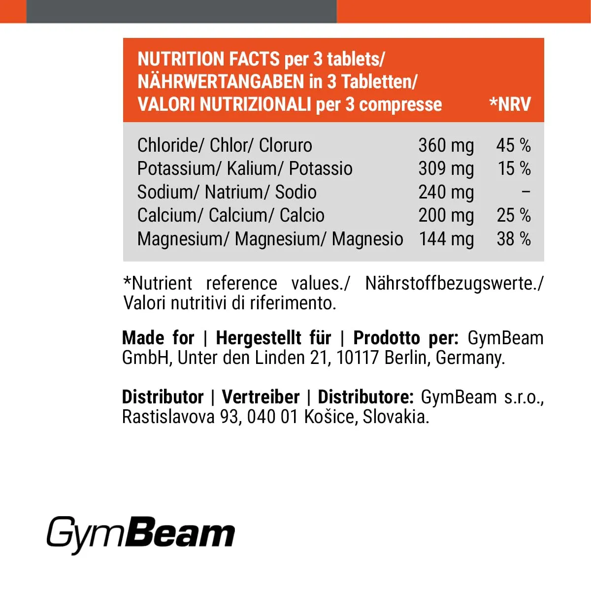 GymBeam Elektrolyt Tabs Tabletten 90 Tabs vegan Hydration