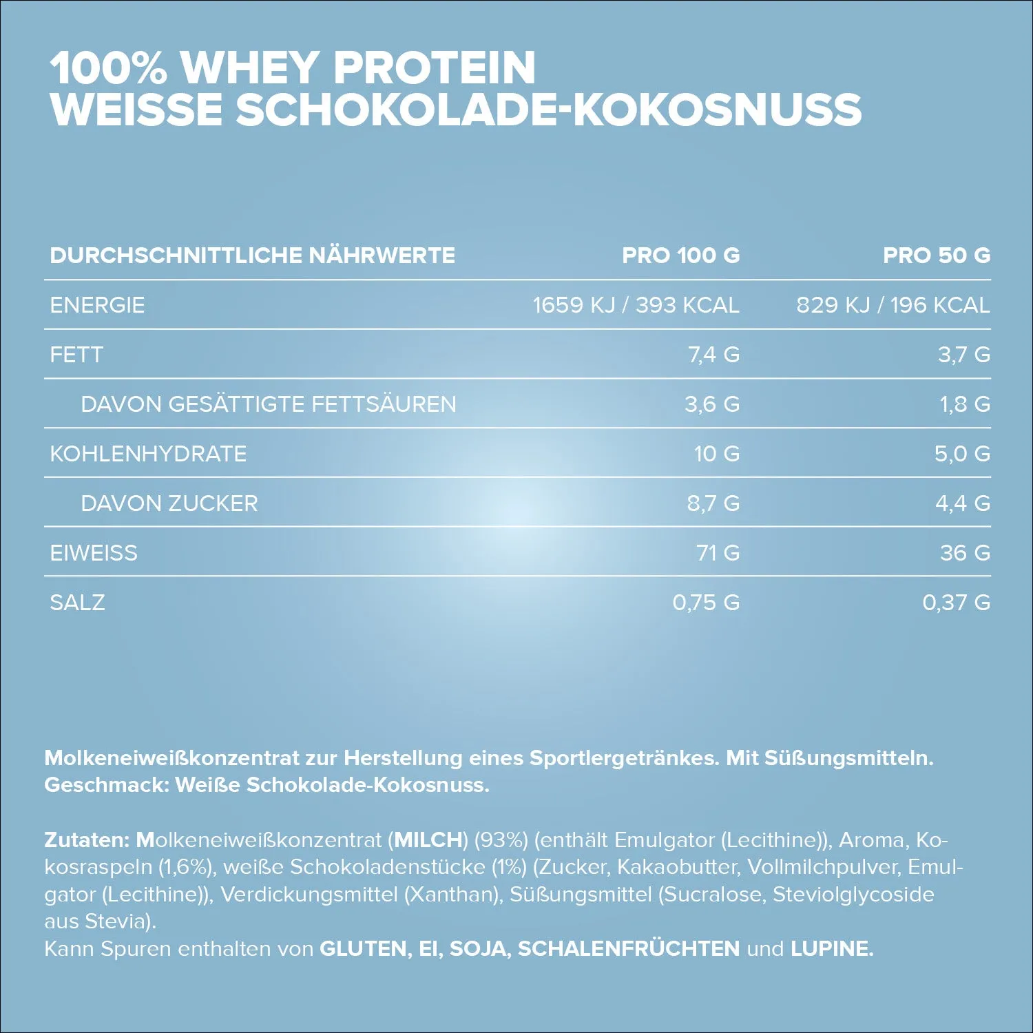 IronMaxx 100% Whey Protein White Choc Coconut Pulver 900g