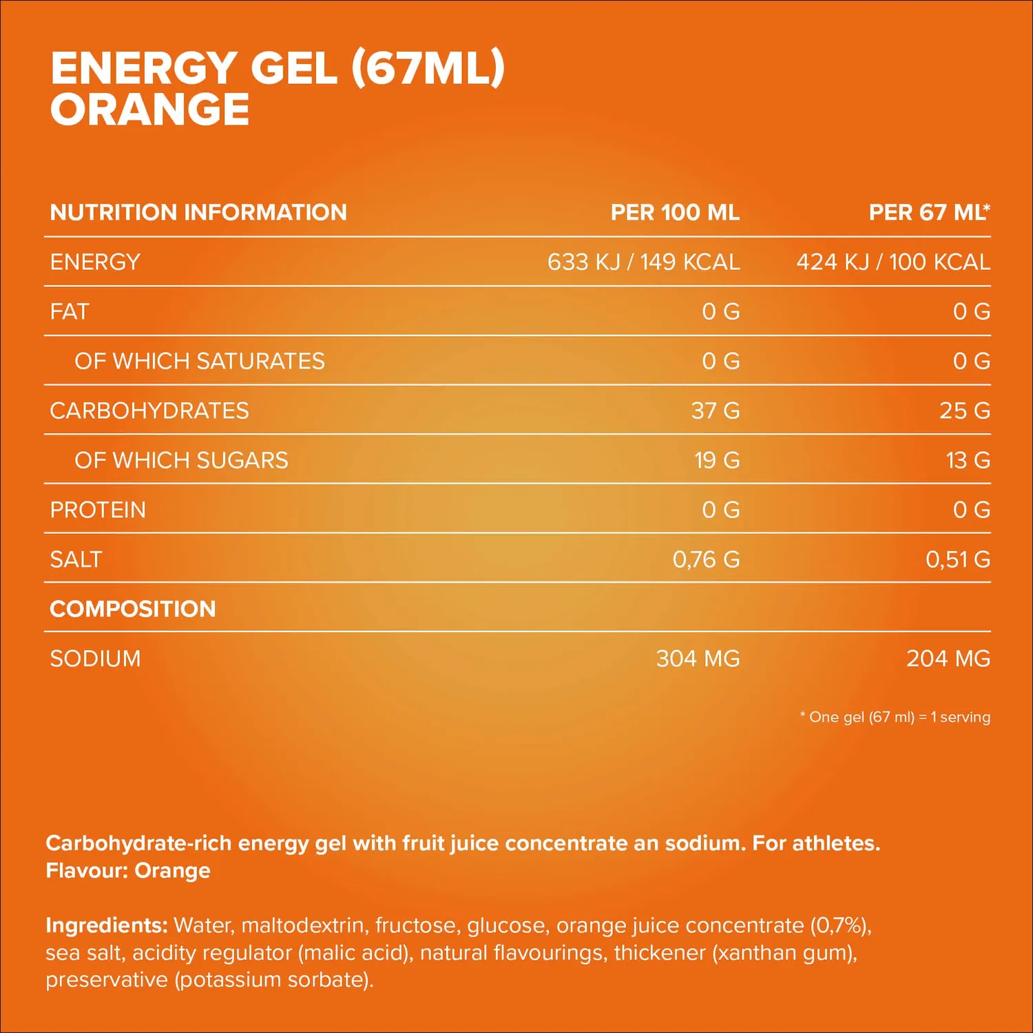 IronMaxx Hydro Energy Gel Orange 24x67ml kohlenhydratreich