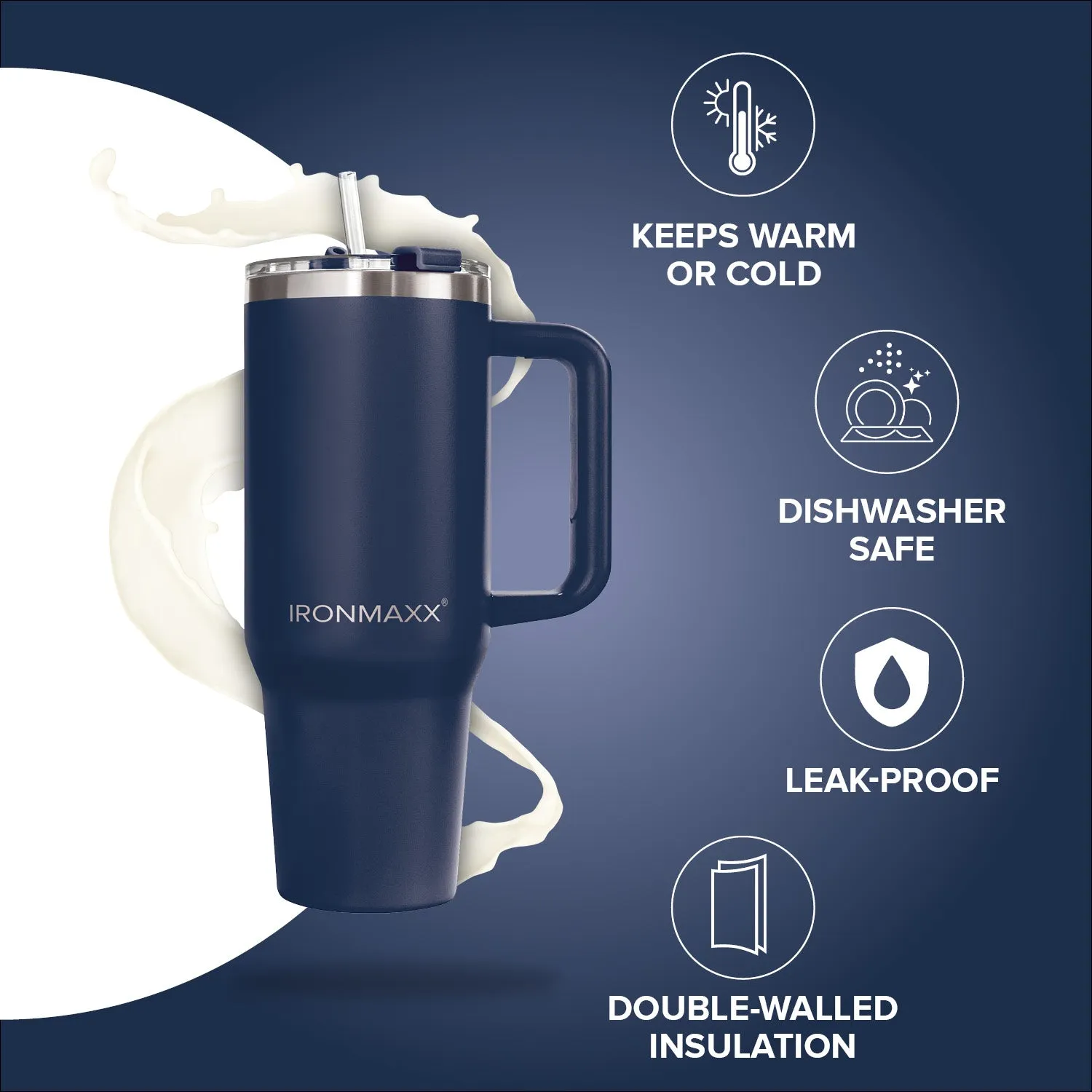 IronMaxx Cup V3.0 1200ml Becher Navy Blue isoliert