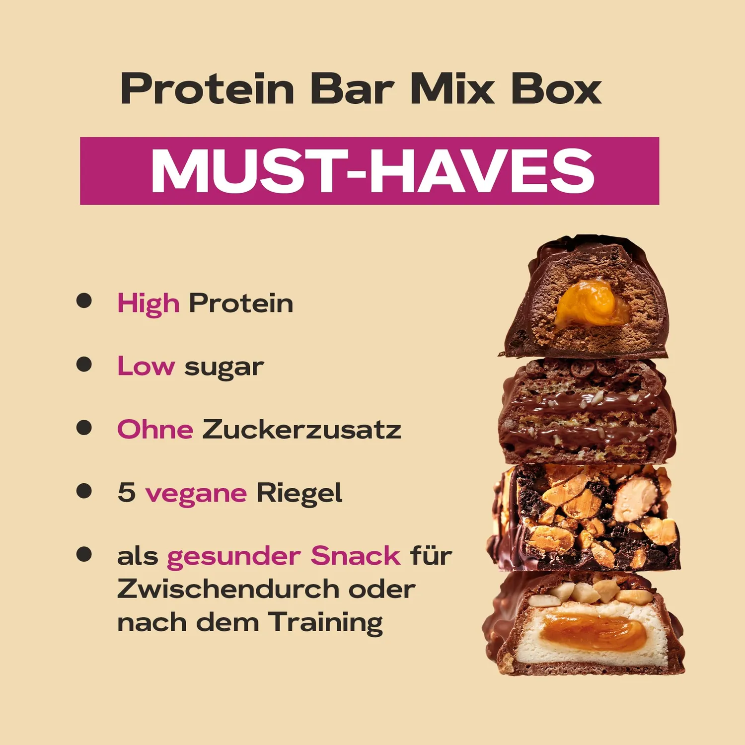 MaxiNutrition Must Haves Proteinriegel Mix Box 14x zuckerarm