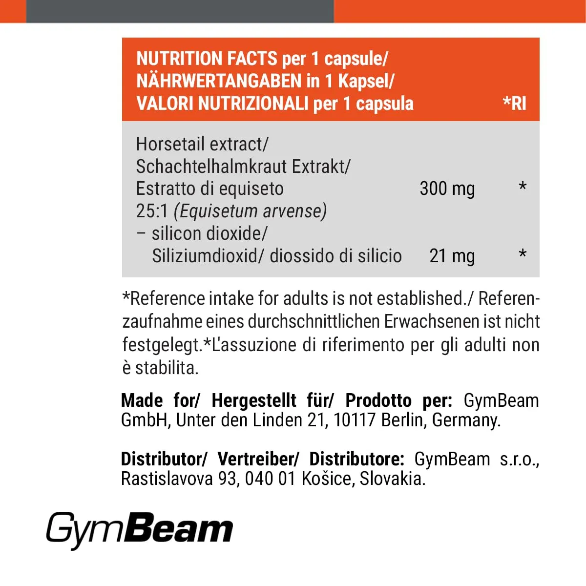 GymBeam Schachtelhalm Kapseln für Haut Haare Nägel