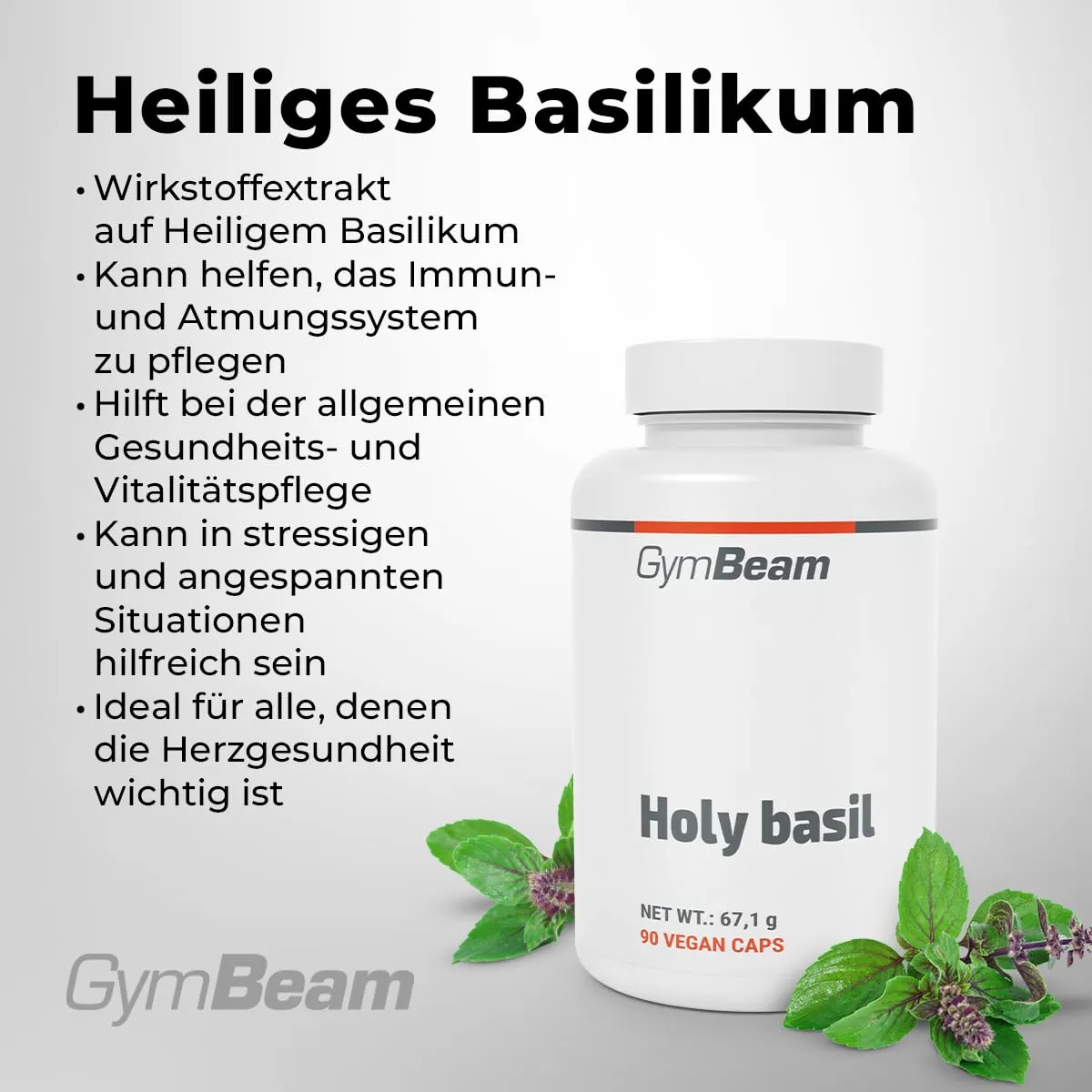 GymBeam Heiliges Basilikum Kapseln 90 Caps Tulsi