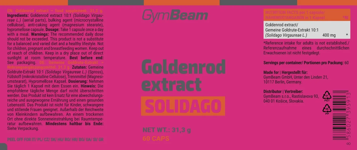 GymBeam Goldrutenextrakt Kapseln 60 Kapseln 400 mg