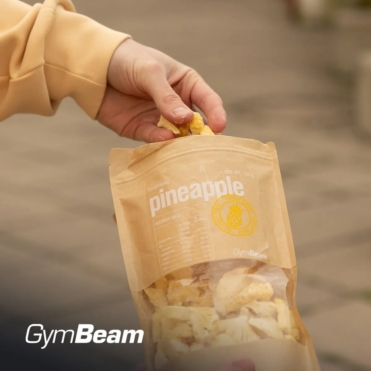 GymBeam gefriergetrocknete Ananas 100g ohne Zucker