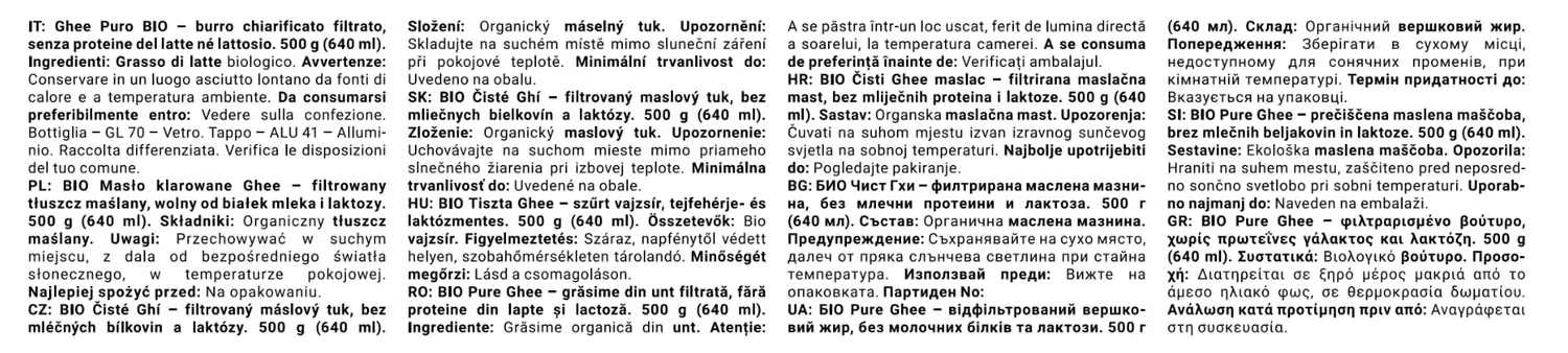 GymBeam Bio Ghee Butterschmalz 500 g laktosefrei