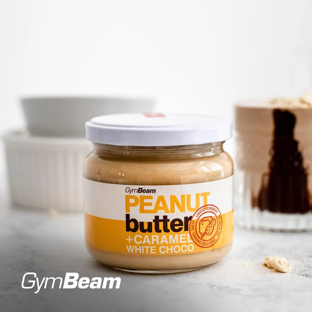 GymBeam Erdnussbutter Karamell weiße Schoko 340 g Protein