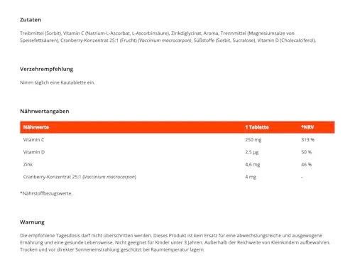 GymBeam Vitamin C Kinder Kautabletten 120 Stück Immun