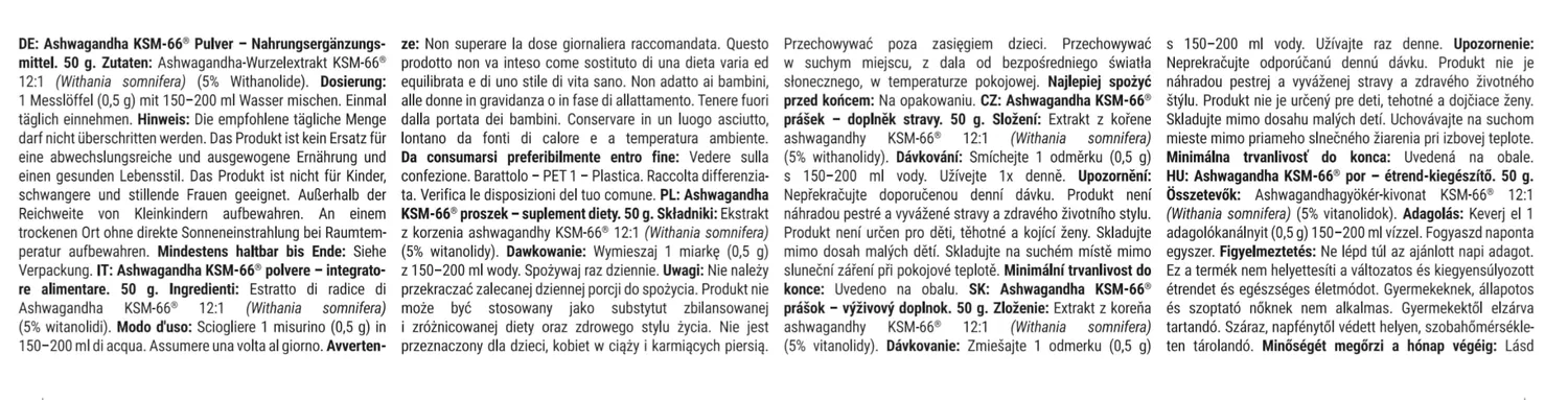 GymBeam Ashwagandha KSM-66 Pulver 50g mit Withanoliden