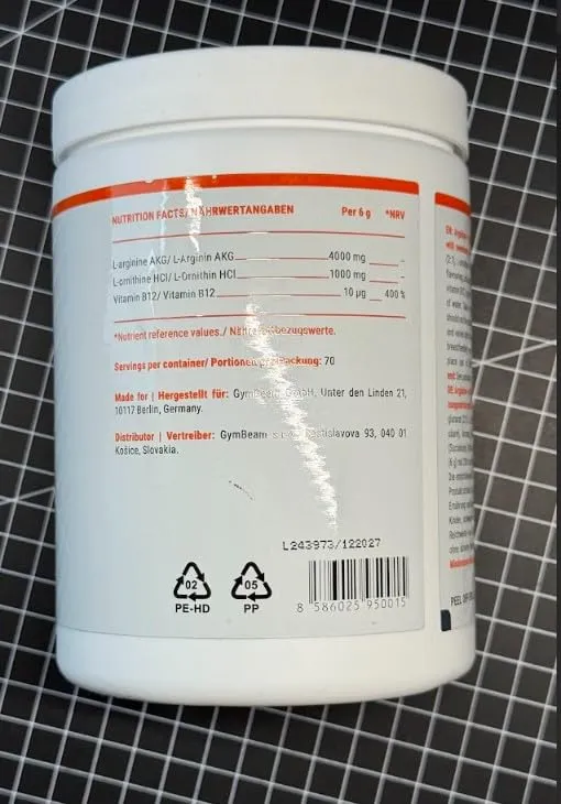 GymBeam L-Arginin + Ornithin 420 g Grüner Apfel